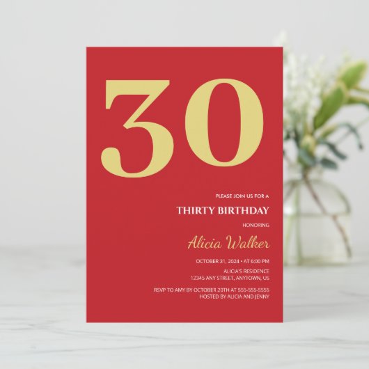 Minimaal rood goud typografie Verjaardag Kaart (Staand voorkant)