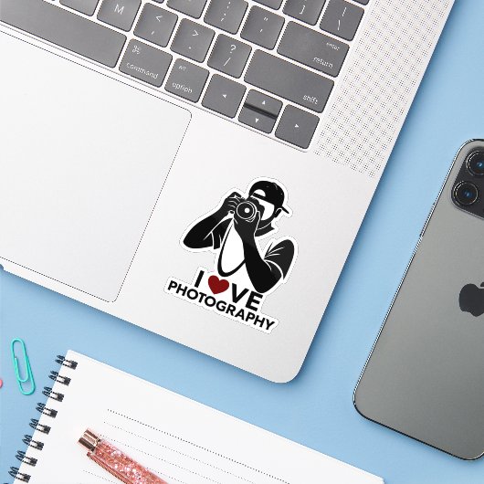 Minimaal Rood Hart Liefde Design Kiss-Cut Sticker (Laptop met iPhone)