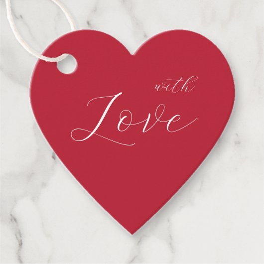 Minimaal rood met liefdeshart bedankjes labels (Voorkant)