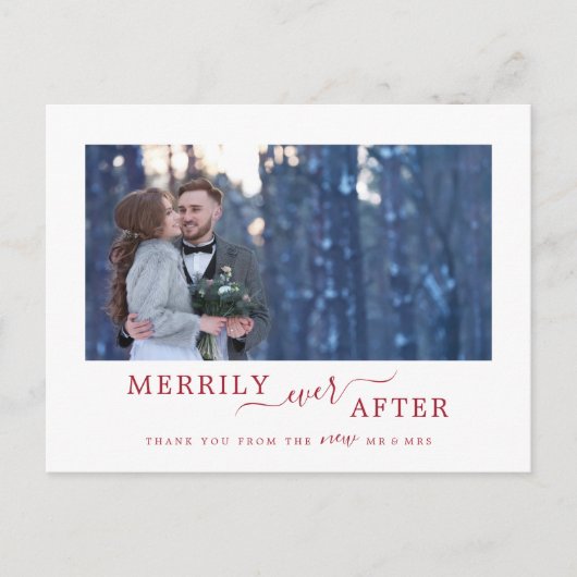 Minimaal rood ooit na Pas getrouwd Dank u Feestdagenkaart (Voorkant)