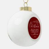 Minimaal Rood Prettig Kerstscript Keramische Bal Ornament (Links)