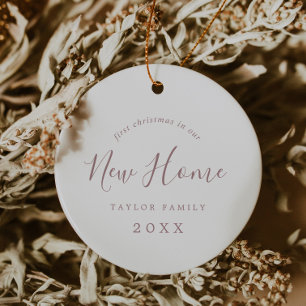 Minimaal Roos 1 Kerstmis in onze nieuwe startfoto Keramisch Ornament