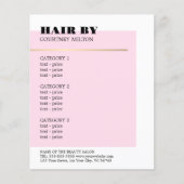 Minimaal Roos Faux Gold Line Haarstylist Menu (Voorkant)