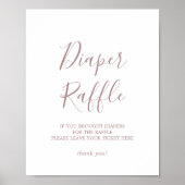 Minimaal Roos Gold Baby shower Diaper Raffle Sign Poster (Voorkant)