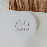 Minimaal Roos Gold Bridesmaid Vrijgezellenfeest Ronde Button 5,7 Cm<br><div class="desc">Deze minimalistische gouden bruidbruideknoop van het roos is perfect voor een eenvoudige trouwdouche. Het moderne romantische ontwerp kenmerkt klassiek roos goud en witte typografie in combinatie met een rustige, maar elegante kalligrafie met stijl met handschrift. in elke kleur. Houd het ontwerp eenvoudig en elegant, zoals het is, of personaliseer het...</div>