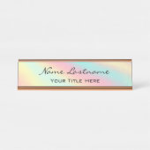 Minimaal Roos Gold Elegant Holographic Bureau Naambordje (Voorkant)