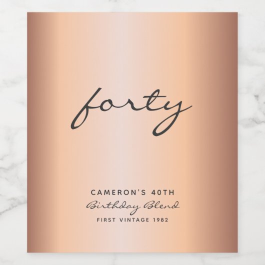 Minimaal Roos Gold en zwarte leeftijd Wijn Etiket (Enkel label)