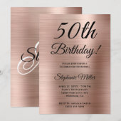 Minimaal Roos Gold Foil Birthday Kaart (Voorkant / Achterkant)