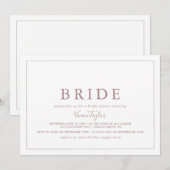 Minimaal Roos Gold Horizontal Bride Vrijgezellenfe Kaart (Voorkant / Achterkant)