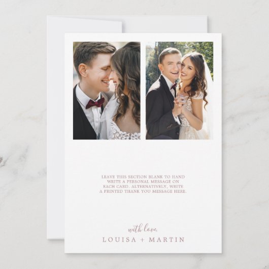 Minimaal Roos Gold huwelijkskerstfeest 3 foto Feestdagenkaart (Achterkant)