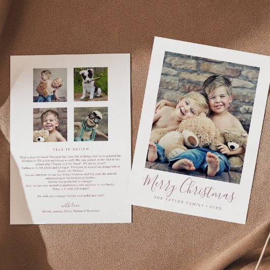 Minimaal Roos Gold kerstjaar in Review Feestdagenkaart