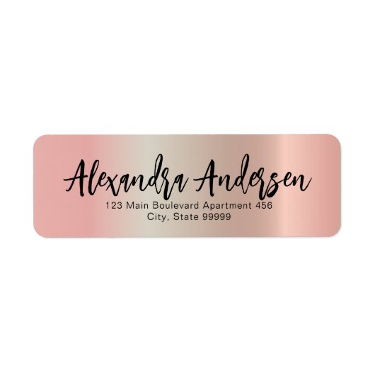 Minimaal Roos Gold Metallic Trendy Script Label (Voorkant)