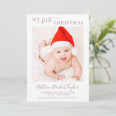 Minimaal Roos Gold Mijn eerste kerstfoto Baby Feestdagenkaart (Staand voorkant)