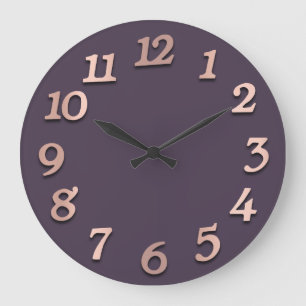 Minimaal Roos Gold Paars Plum Metallic 3D Grote Klok