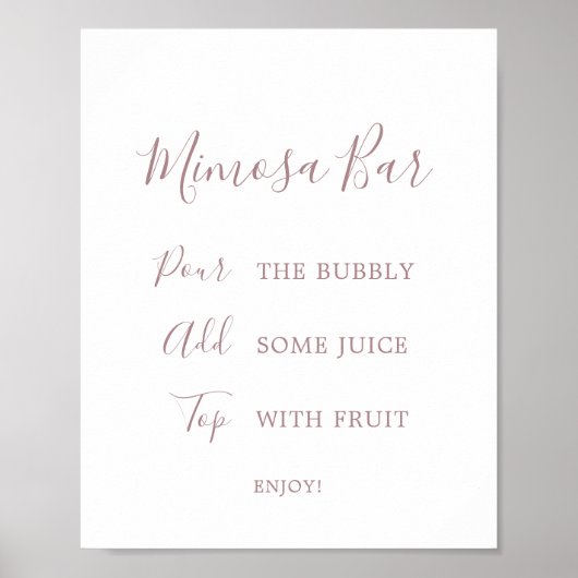 Minimaal Roos Gold Vrijgezellenfeest Mimosa Bar-te Poster (Voorkant)