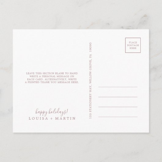 Minimaal Roos Goud met Kerstmis Hartelijk dank Feestdagenkaart (Achterkant)