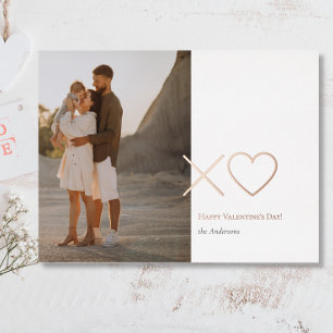 Minimaal Roos goud xo hart foto Valentijnsdag Folie Feestdagen Briefkaart