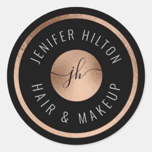 Minimaal roos goudcirkels monogram ronde sticker