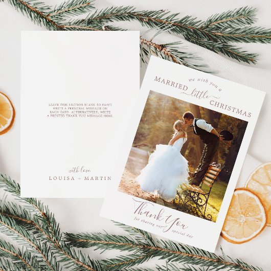 Minimaal Roos met Kerstmis bedankt Feestdagenkaart