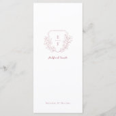 Minimaal Roos Roze Cherry Blossom Monogram Crest Menu (Voorkant)