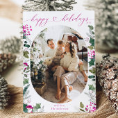 Minimaal & Roze 1 Familie Foto Prettig Kerstmis Ka Feestdagenkaart