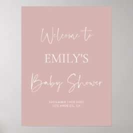 Minimaal roze Baby shower — Welkomstteken Poster