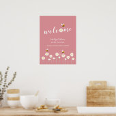 Minimaal Roze Daisy Baby Shower Welkom Bord Poster (Keuken)
