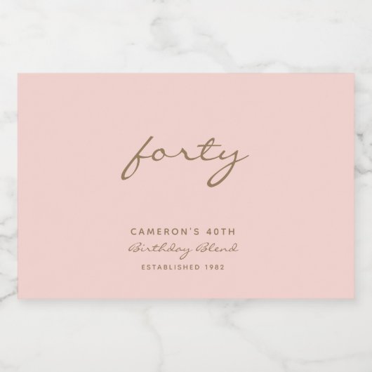 Minimaal roze en goudleeftijd op zaterdag likeurfles etiket (Enkel label)