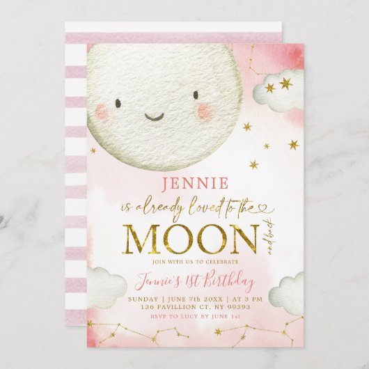 Minimaal roze en goudmakreelthema kaart (Voorkant / Achterkant)