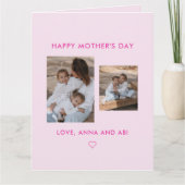 Minimaal Roze Foto Collage Aangepaste Moederdag Kaart (Voorkant)
