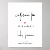 Minimaal roze hartverwarmend babymeisje Welkom Poster (Voorkant)