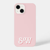 Minimaal roze Initiaal monogram iPhone Hoesje (Achterkant)