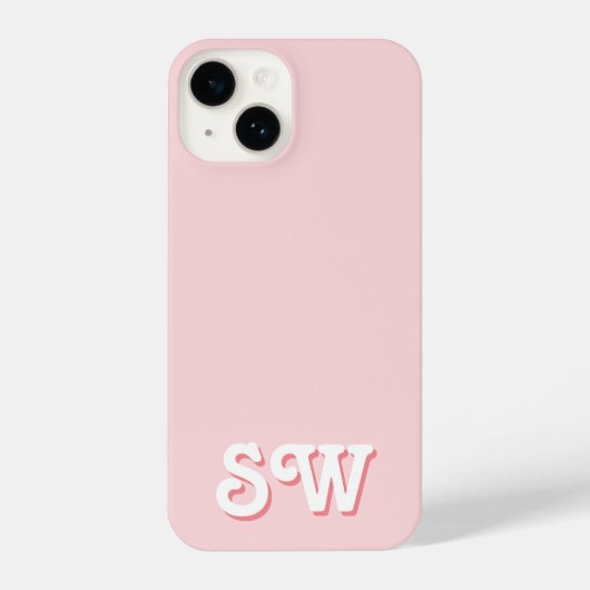 Minimaal roze Initiaal monogram iPhone Hoesje (Achterkant)
