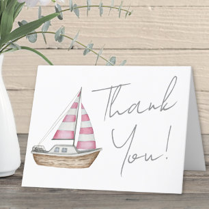 Minimaal Roze Nautilus Baby Shower Bedankkaart