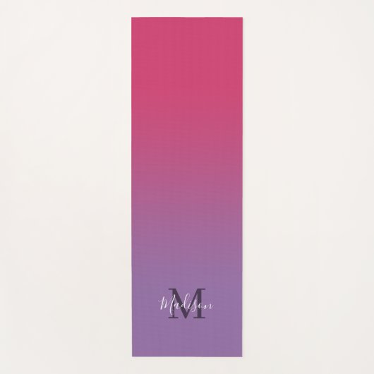 Minimaal roze Paarse verloopmonogram scriptnaam Yogamat (Voorkant)