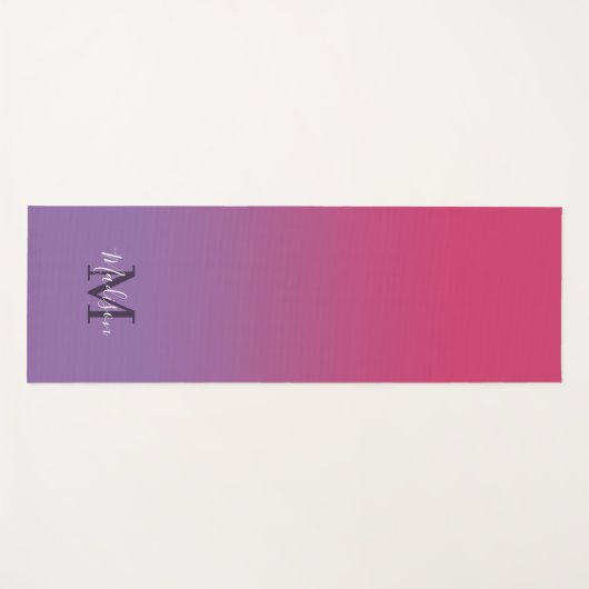 Minimaal roze Paarse verloopmonogram scriptnaam Yogamat (Voorkant (horizontaal))