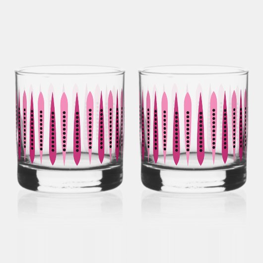 Minimaal roze retro geïnspireerd whisky glas (Voorkant)