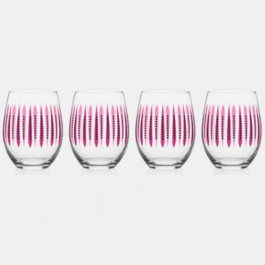 Minimaal roze retro geïnspireerd wijnglas zonder voet (Voorkant)