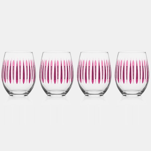 Minimaal roze retro geïnspireerd wijnglas zonder voet (Achterkant)