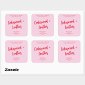 Minimaal Roze Rood Modern Kaars Productlabel Vierkante Sticker (Vel)