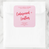 Minimaal Roze Rood Modern Kaars Productlabel Vierkante Sticker (Tas)