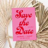 Minimaal Roze Rood Retro De datum opslaan Save The Date
