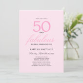Minimaal Roze Schrift 50 en Fabulous 50e Verjaarda Kaart (Staand voorkant)