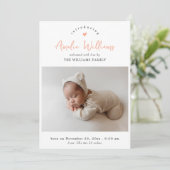 Minimaal roze script Elegant 2 foto Baby shower Bedankkaart (Staand voorkant)