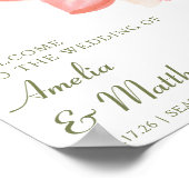 Minimaal roze Waterverf Floral Wedding Welkom Poster (Hoek)
