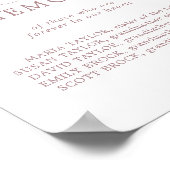 Minimaal Rozen Liefdevolle Herinnering Trouw Herde Poster (Hoek)