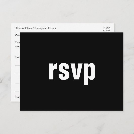 Minimaal "rsvp"-Briefkaart Briefkaart (Voorkant / Achterkant)