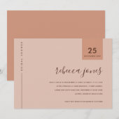 MINIMAAL RUST PINK PEACH TYPOGRAPHY VRIJGEZELLENFE KAART (Voorkant / Achterkant)