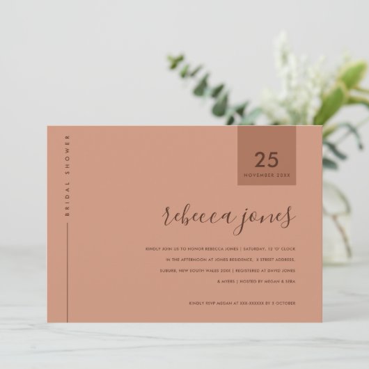 MINIMAAL RUST TERRACOTTA TYPOGRAPHY VRIJGEZELLENFE KAART (Staand voorkant)