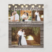 Minimaal Rustiek Hout & Licht 4 Foto Save the Date (Voorkant)
